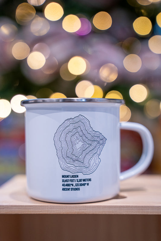 Mount Lassen Topo Enamel Mug